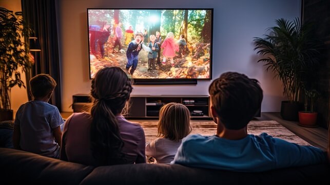 Familia viendo televisión con iptv premium